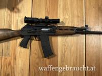 Halbautomat AK .223, Zastava M21 / M2010 mit TWS "Dog Leg Tail" und Dioptervisierung, Holzschaft, "DMR / Mini Sniper" Optik