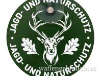 Autoschild rund mit Saugnapf "Jagd & Naturschutz" Hirsch rund