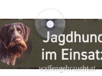 Jagdschild mit Saugnapf "Jagdhund im Einsatz - Deutsch Drahthaar"